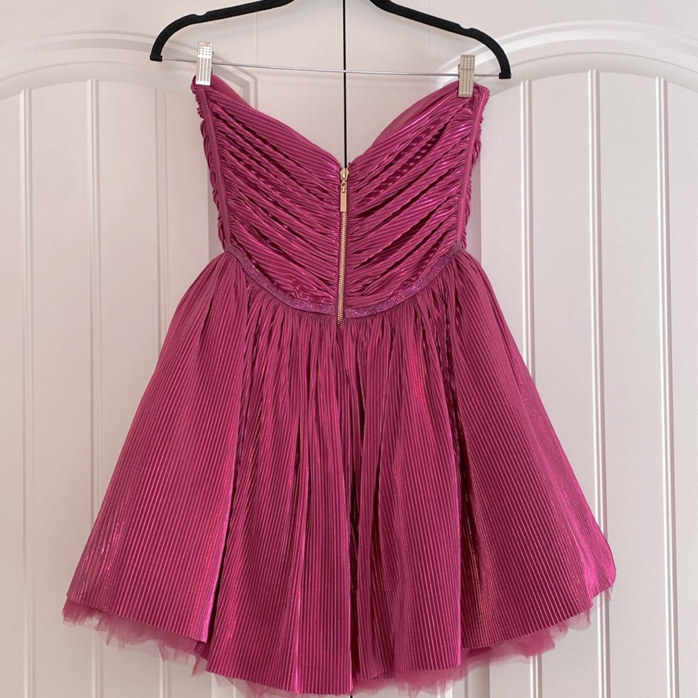 Bronx & Banco NWT Womens Florence Fuchsia Mini Dress Gold Zipper Tulle Size 8 US - Picture 6 of 16
